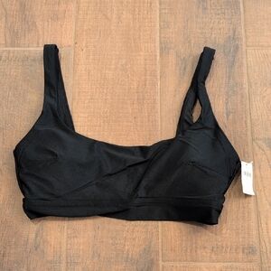 NWT Aerie Scoop U-back Bikini Top Black Size Large w/Removable Pads